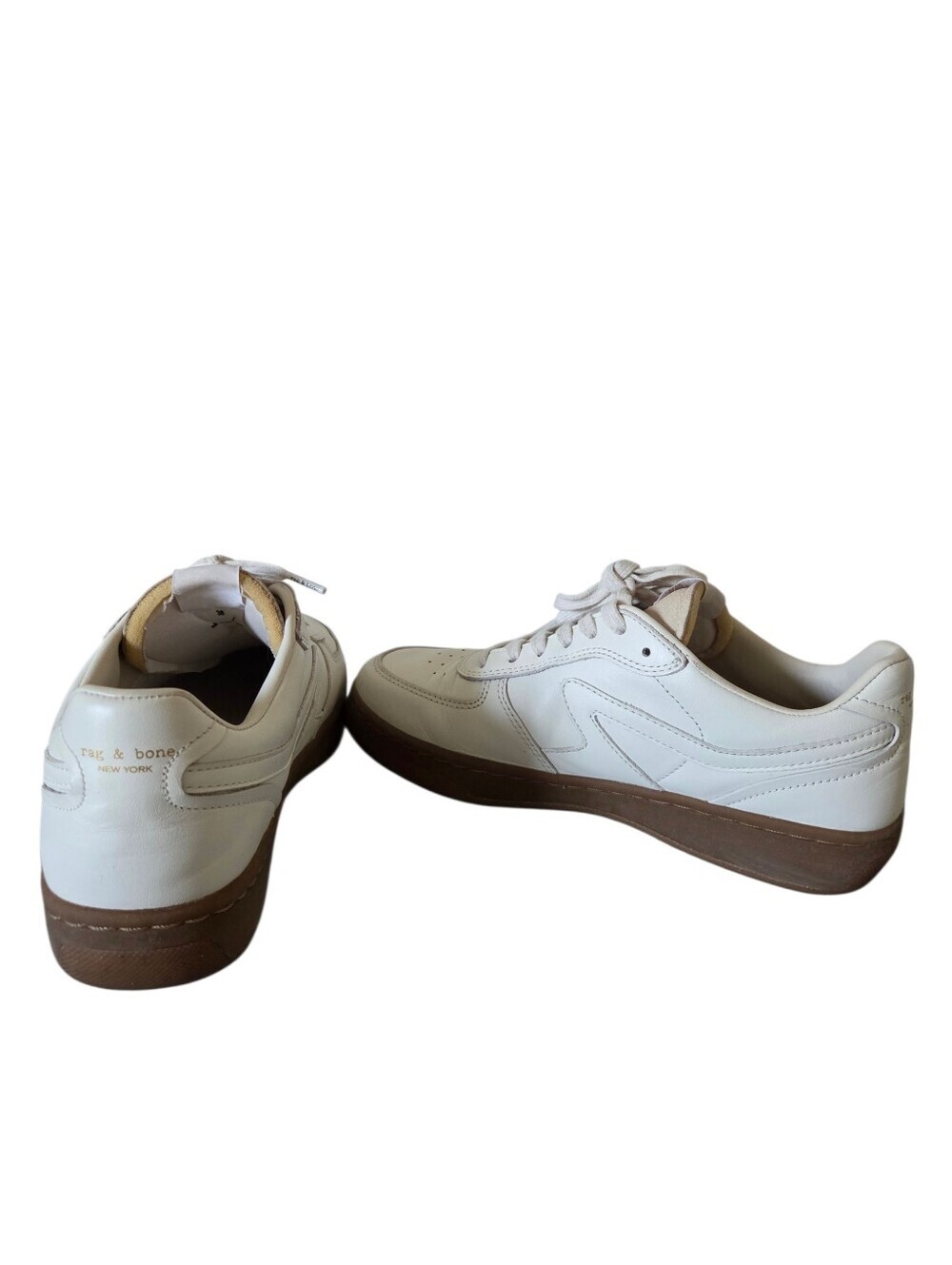 Rag & Bone Cream Leather Sneakers | Gum Sole | Women's Size 8 - Picture 8 of 10